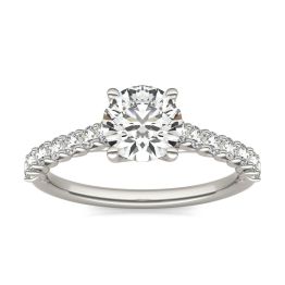 1 2/5 CTW Round Caydia Lab Grown Diamond Trellis Cathedral Engagement Ring 14K White Gold, SIZE 7.0 Stone Color E