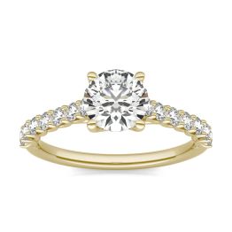 1 2/5 CTW Round Caydia Lab Grown Diamond Trellis Cathedral Engagement Ring 14K Yellow Gold, SIZE 7.0 Stone Color E