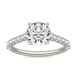 1 7/8 CTW Round Caydia Lab Grown Diamond Trellis Cathedral Engagement Ring 14K White Gold, SIZE 7.0 Stone Color E