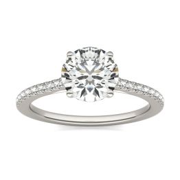 1 2/3 CTW Round Caydia Lab Grown Diamond Side Stone Engagement Ring Platinum, SIZE 7.0 Stone Color E