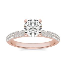 1 1/5 CTW Round Caydia Lab Grown Diamond Pave Engagement Ring 18K Rose Gold, SIZE 7.0 Stone Color E