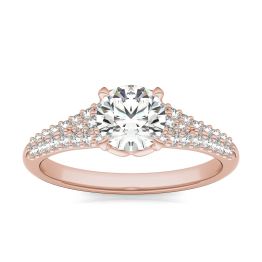 1 1/8 CTW Round Caydia Lab Grown Diamond Signature Multi Row Pave Engagement Ring 18K Rose Gold, SIZE 7.0 Stone Color E