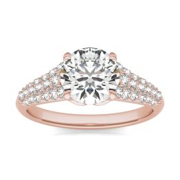 2 CTW Round Caydia Lab Grown Diamond Signature Multi Row Pave Engagement Ring 18K Rose Gold, SIZE 7.0 Stone Color E