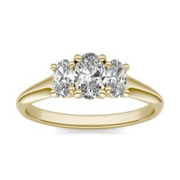 1 CTW Oval Caydia Lab Grown Diamond Three Stone Engagement Ring 14K Yellow Gold, SIZE 7.0 Stone Color E