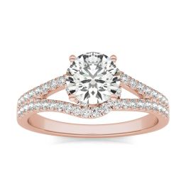 1 1/3 CTW Round Caydia Lab Grown Diamond Infinity Loop Engagement Ring 14K Rose Gold, SIZE 7.0 Stone Color E