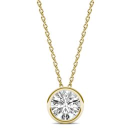 1 CTW Round Caydia Lab Grown Diamond Bezel Set Solitaire Necklace 14K Yellow Gold