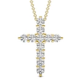 1 1/10 CTW Round Caydia Lab Grown Diamond Cross Necklace 18K Yellow Gold