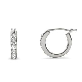 1/3 CTW Round Caydia Lab Grown Diamond Channel Set Huggie Earrings 14K White Gold