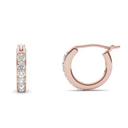 1/3 CTW Round Caydia Lab Grown Diamond Channel Set Huggie Earrings 14K Rose Gold