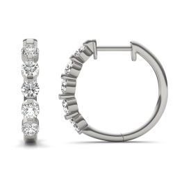 1 CTW Round Caydia Lab Grown Diamond Shared Prong Hoop Earrings 14K White Gold