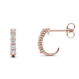 1/3 CTW Round Caydia Lab Grown Diamond Shared Prong J-Hoop Earrings 14K Rose Gold