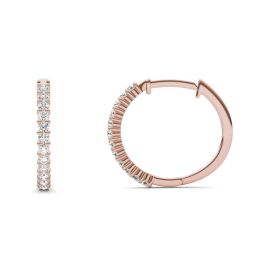 1/4 CTW Round Caydia Lab Grown Diamond Shared Prong Hoop Earrings 14K Rose Gold