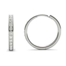 3/4 CTW Round Caydia Lab Grown Diamond Channel Set Hoop Earrings 14K White Gold