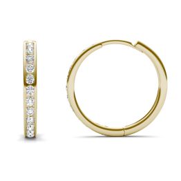 3/4 CTW Round Caydia Lab Grown Diamond Channel Set Hoop Earrings 14K Yellow Gold