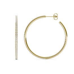 1 1/3 CTW Round Caydia Lab Grown Diamond Inside Out Hoop Earrings 18K Yellow Gold