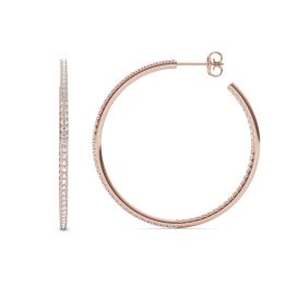 1 1/3 CTW Round Caydia Lab Grown Diamond Inside Out Hoop Earrings 18K Rose Gold