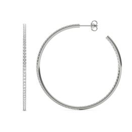 1 3/4 CTW Round Caydia Lab Grown Diamond Inside Out Hoop Earrings 18K White Gold