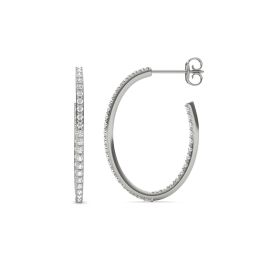 1/2 CTW Round Caydia Lab Grown Diamond Oval Inside Out Hoop Earrings 18K White Gold