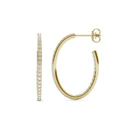 1/2 CTW Round Caydia Lab Grown Diamond Oval Inside Out Hoop Earrings 18K Yellow Gold