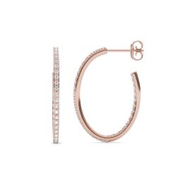 1/2 CTW Round Caydia Lab Grown Diamond Oval Inside Out Hoop Earrings 18K Rose Gold