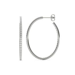 1 CTW Round Caydia Lab Grown Diamond Oval Inside Out Hoop Earrings 18K White Gold