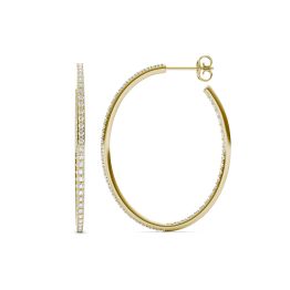 1 CTW Round Caydia Lab Grown Diamond Oval Inside Out Hoop Earrings 18K Yellow Gold