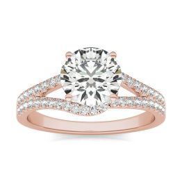 1 7/8 CTW Round Caydia Lab Grown Diamond Infinity Loop Engagement Ring 18K Rose Gold, SIZE 7.0 Stone Color E
