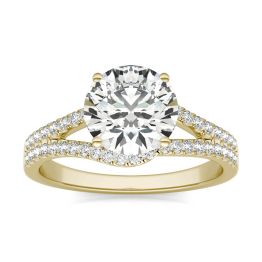 2 1/3 CTW Round Caydia Lab Grown Diamond Infinity Loop Engagement Ring 14K Yellow Gold, SIZE 7.0 Stone Color E