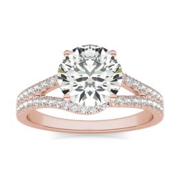 2 1/3 CTW Round Caydia Lab Grown Diamond Infinity Loop Engagement Ring 18K Rose Gold, SIZE 7.0 Stone Color E