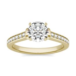 1 1/5 CTW Round Caydia Lab Grown Diamond Channel & Bead Set Solitaire Engagement Ring 14K Yellow Gold, SIZE 7.0 Stone Color E
