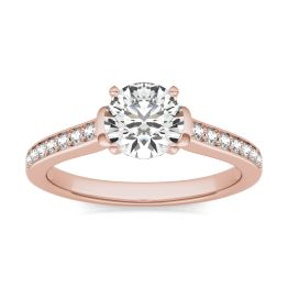 1 1/5 CTW Round Caydia Lab Grown Diamond Channel & Bead Set Solitaire Engagement Ring 14K Rose Gold, SIZE 7.0 Stone Color E