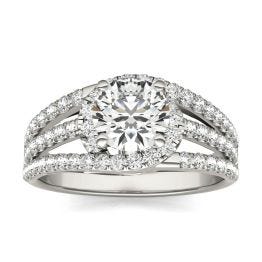 1 2/5 CTW Round Caydia Lab Grown Diamond Multi Row Engagement Ring Platinum, SIZE 7.0 Stone Color E