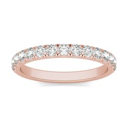 1/2 CTW Round Caydia Lab Grown Diamond Wedding Band Ring 18K Rose Gold, SIZE 7.0 Stone Color F