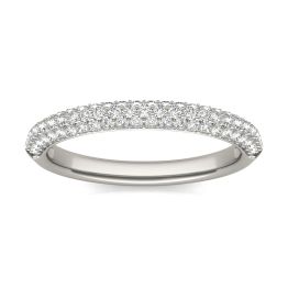1/3 CTW Round Caydia Lab Grown Diamond Pave Accent Wedding Band Ring 14K White Gold, SIZE 7.0 Stone Color F