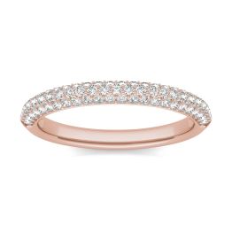 1/3 CTW Round Caydia Lab Grown Diamond Pave Accent Wedding Band Ring 14K Rose Gold, SIZE 7.0 Stone Color F