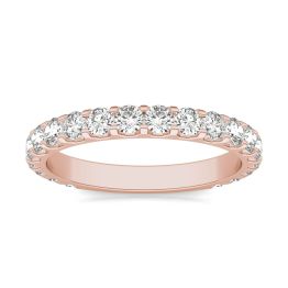1.00 CTW DEW Round Forever One Moissanite Shared Prong Anniversary Band Ring 14K Rose Gold