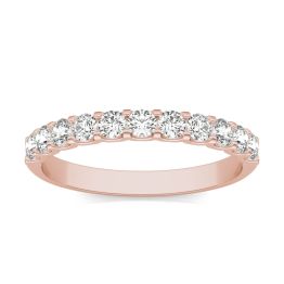 1/2 CTW Round Caydia Lab Grown Diamond Classic Wedding Band Ring 14K Rose Gold, SIZE 7.0 Stone Color F