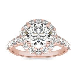 3 CTW Round Caydia Lab Grown Diamond Shared Prong Halo Engagement Ring 18K Rose Gold, SIZE 7.0 Stone Color E