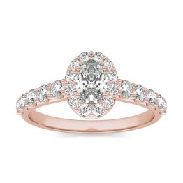 1 1/6 CTW Oval Caydia Lab Grown Diamond Shared Prong Halo Engagement Ring 14K Rose Gold, SIZE 7.0 Stone Color E