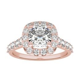 2 2/3 CTW Cushion Caydia Lab Grown Diamond Shared Prong Halo Engagement Ring 14K Rose Gold