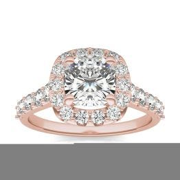 2 2/3 CTW Cushion Caydia Lab Grown Diamond Shared Prong Halo Engagement Ring 18K Rose Gold