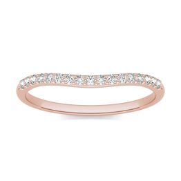0.17 CTW DEW Round Forever One Moissanite Signature Curved Wedding Band Ring 14K Rose Gold