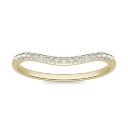 1/6 CTW Round Caydia Lab Grown Diamond Signature 8mm Round Matching Band Ring 18K Yellow Gold, SIZE 7.0 Stone Color F