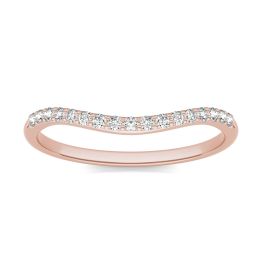 0.17 CTW DEW Round Forever One Moissanite Signature Curved Wedding Band Ring 14K Rose Gold