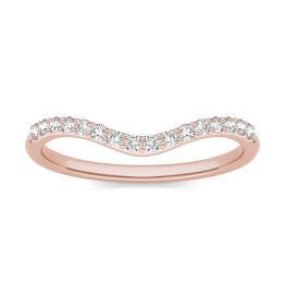 0.17 CTW DEW Round Forever One Moissanite Signature Curved Matching Wedding Band Ring 14K Rose Gold