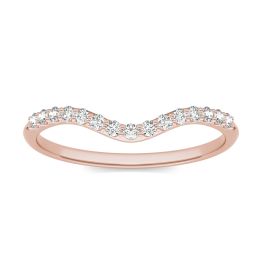 0.15 CTW DEW Round Forever One Moissanite Signature Curved Matching Wedding Band Ring 14K Rose Gold