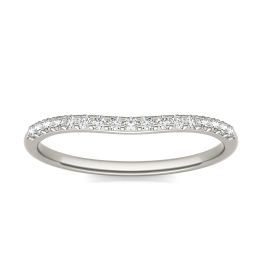 0.17 CTW DEW Round Forever One Moissanite Signature Curved with Moissanite Accents Matching Band Ring 14K White Gold