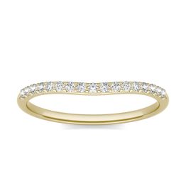 1/6 CTW Round Caydia Lab Grown Diamond Signature 6mm Cushion Curved Matching Band Ring 18K Yellow Gold, SIZE 7.0 Stone Color F