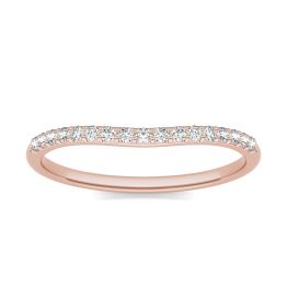 1/6 CTW Round Caydia Lab Grown Diamond Signature 6mm Cushion Curved Matching Band Ring 18K Rose Gold, SIZE 7.0 Stone Color F