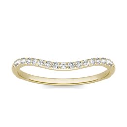 0.17 CTW DEW Round Forever One Moissanite Signature Contoured Matching Wedding Band Ring 14K Yellow Gold
